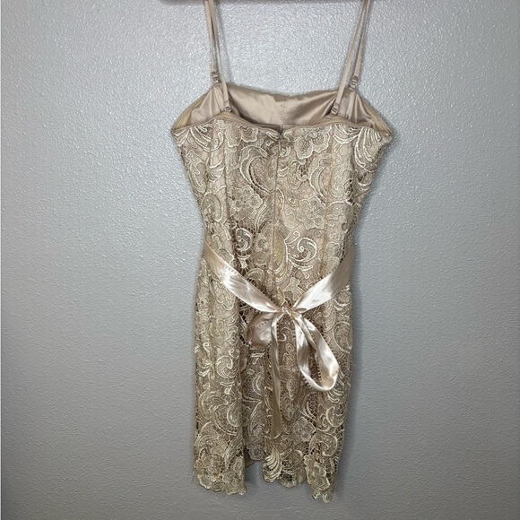 Adrianna Papell Strapless Lace Sheath Dress Champagne Size 10 - Picture 7 of 10